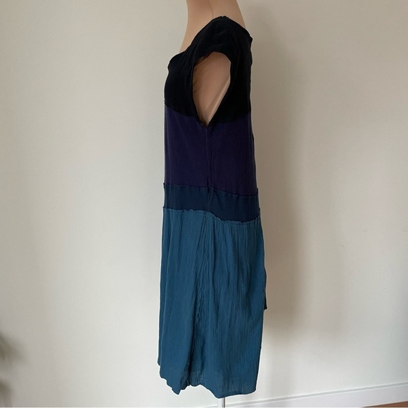 Anthropologie Sir Sir by Correll Correll Blue Cotton Gauze Layered Dress Size S - Picture 4 of 10